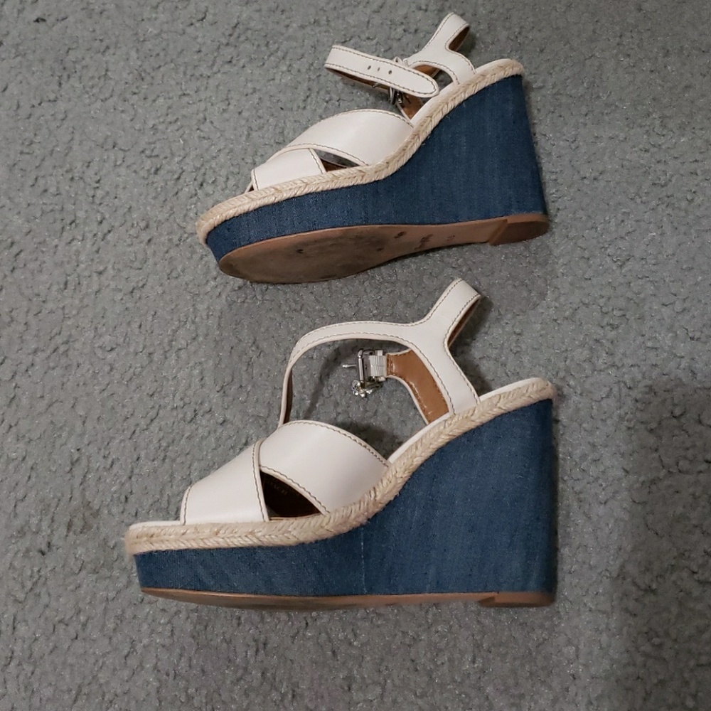 Coach wedges shoes high heel nude jean size 36.5 - Picture 5 of 6